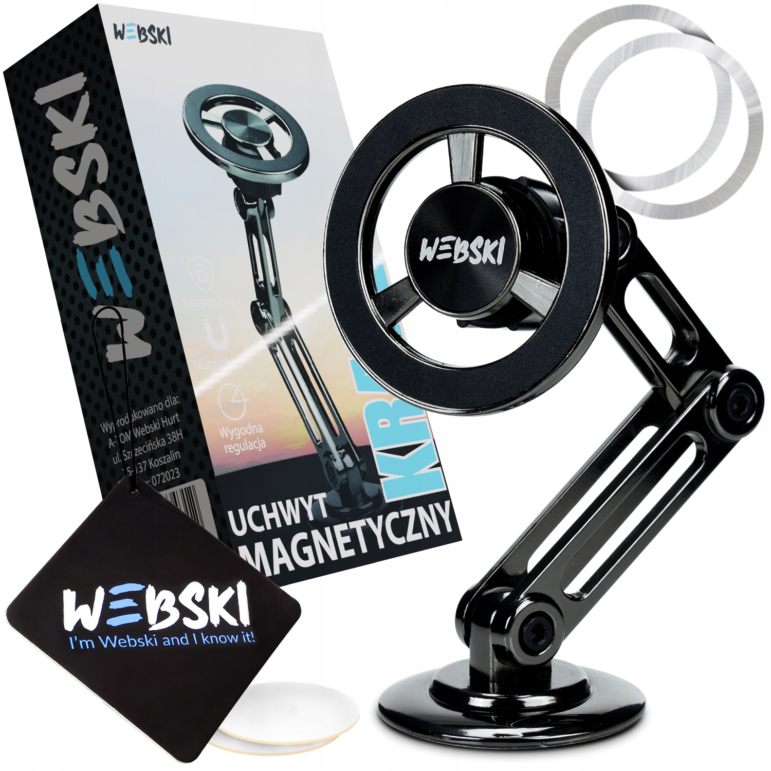 Webski čierny magnetický držiak + WEBSKI vôňa do auta Prívesok do auta